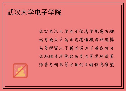 武汉大学电子学院